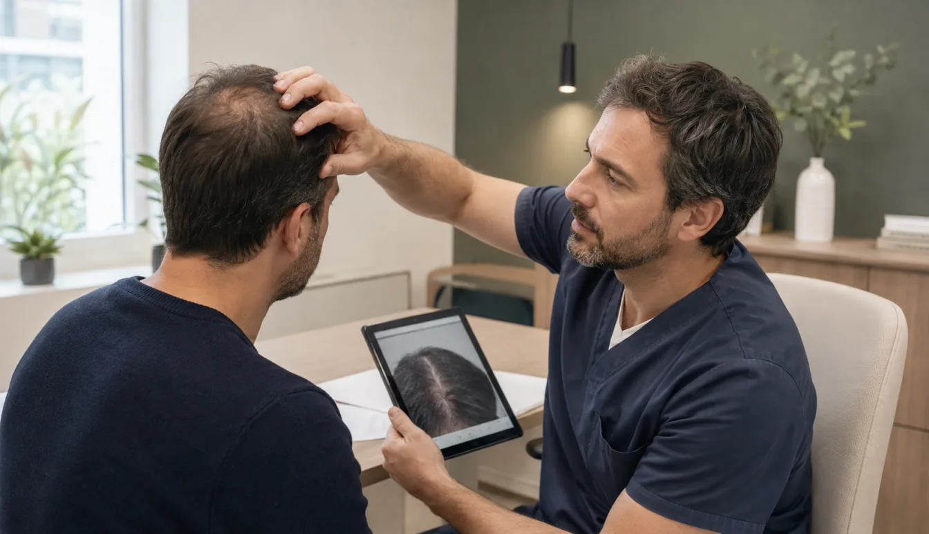 Consultation médicale préalable à un projet de greffe capillaire